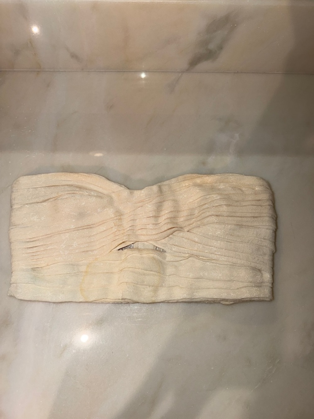 Mango Cream Strapless Crop Top Medium